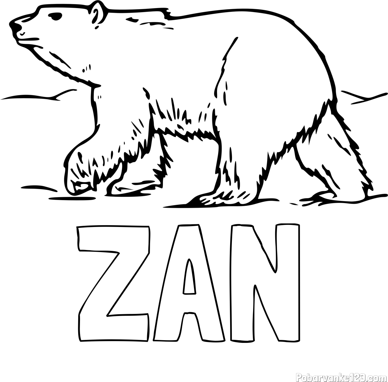 Pobarvanka imena ŽAN in pobarvanka polarnega medveda na lovu