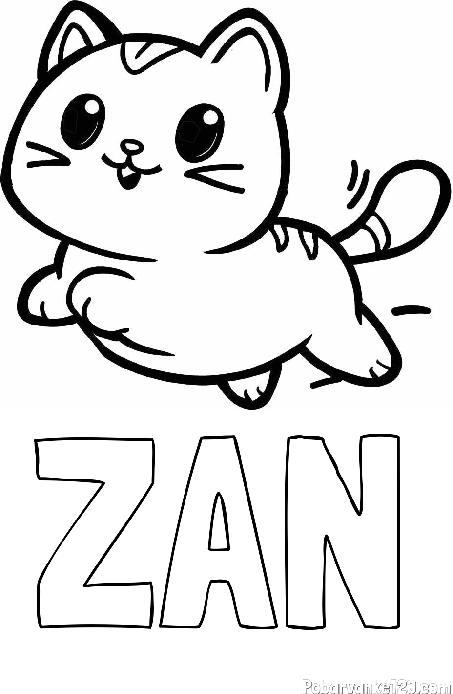 Pobarvanka imena ŽAN in pobarvanka prikupne mačke med tekom