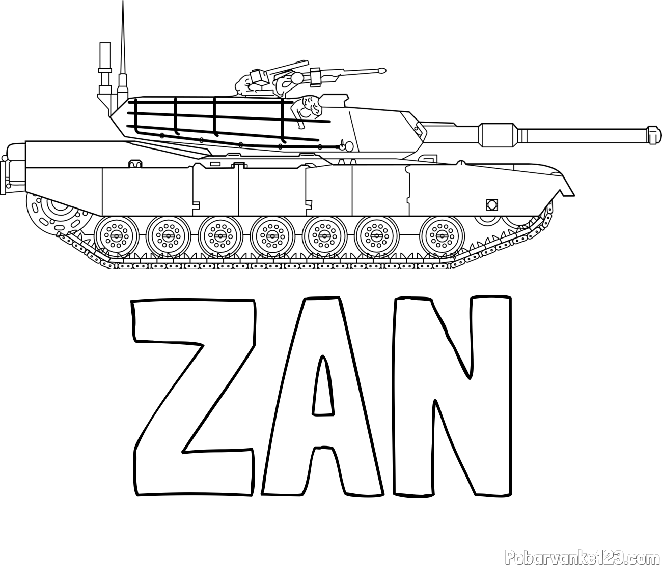 Pobarvanka imena ŽAN in pobarvanka tanka M1 Abrams