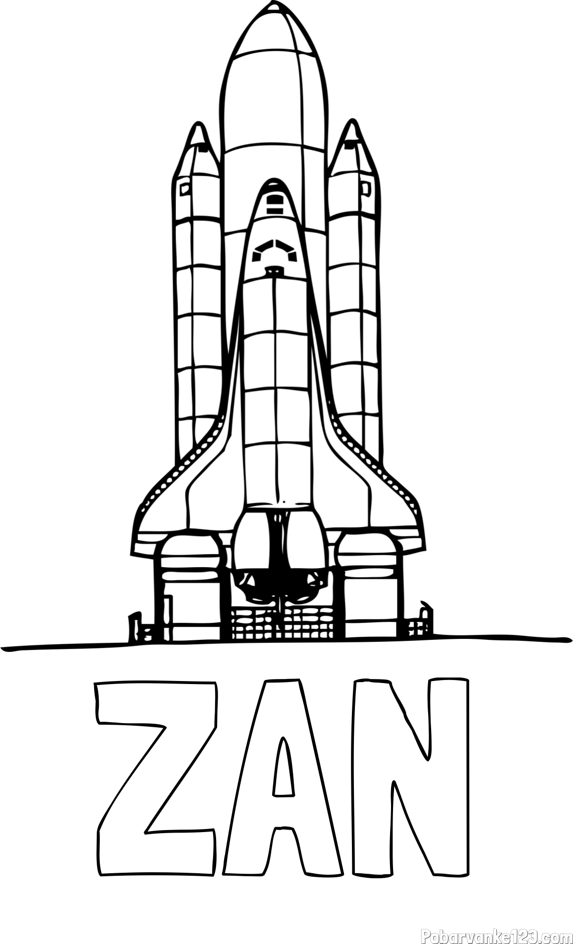 Pobarvanka imena ŽAN in pobarvanka vesoljskega plovila Space Shuttle