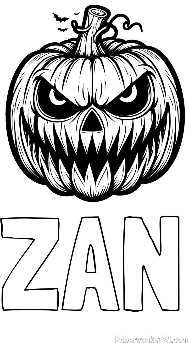 Pobarvanka imena ŽAN in pobarvanka zlobne buče za noč čarovnic