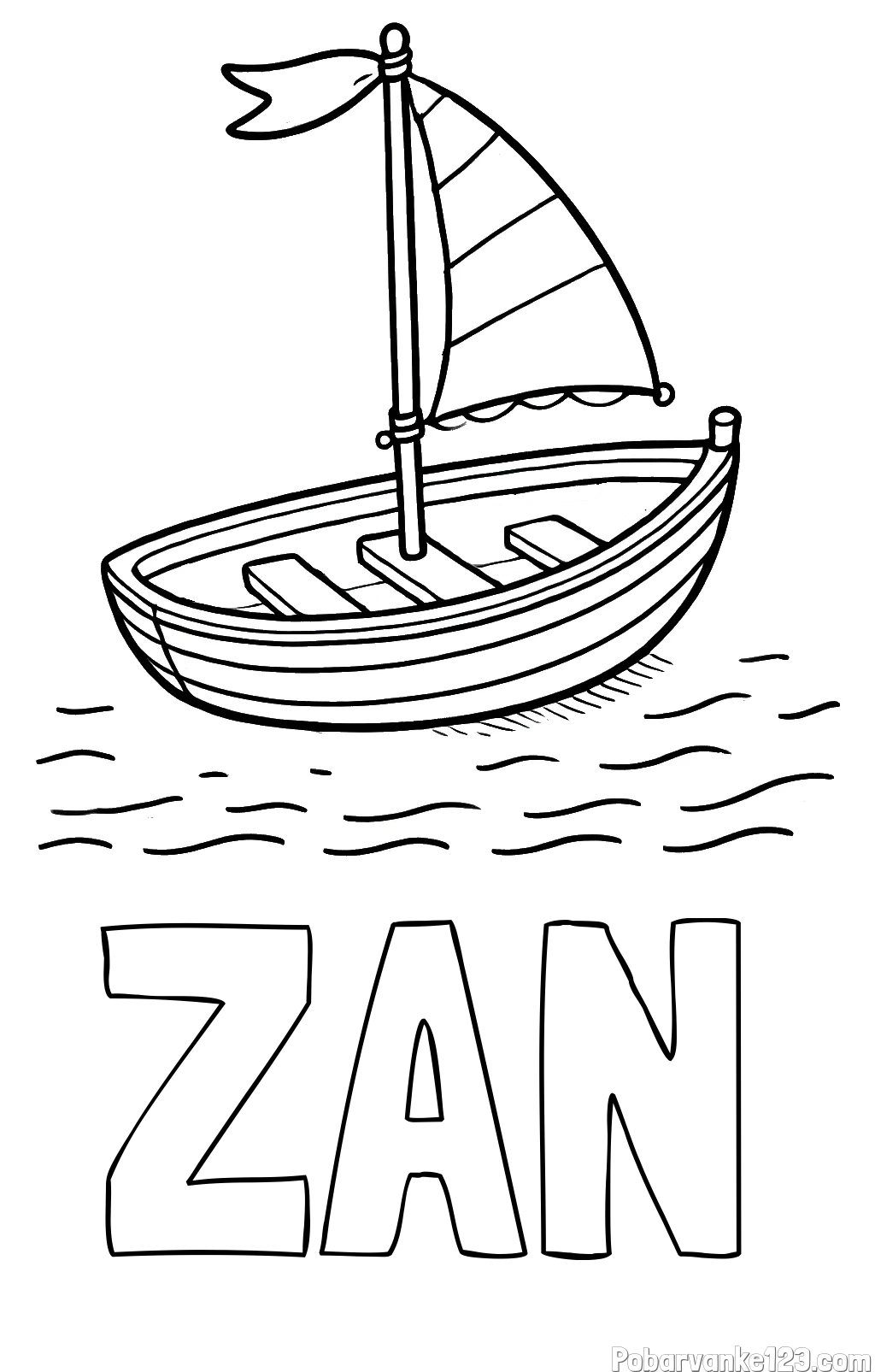 Pobarvanka imena ŽAN in preprosta pobarvanka ladjice