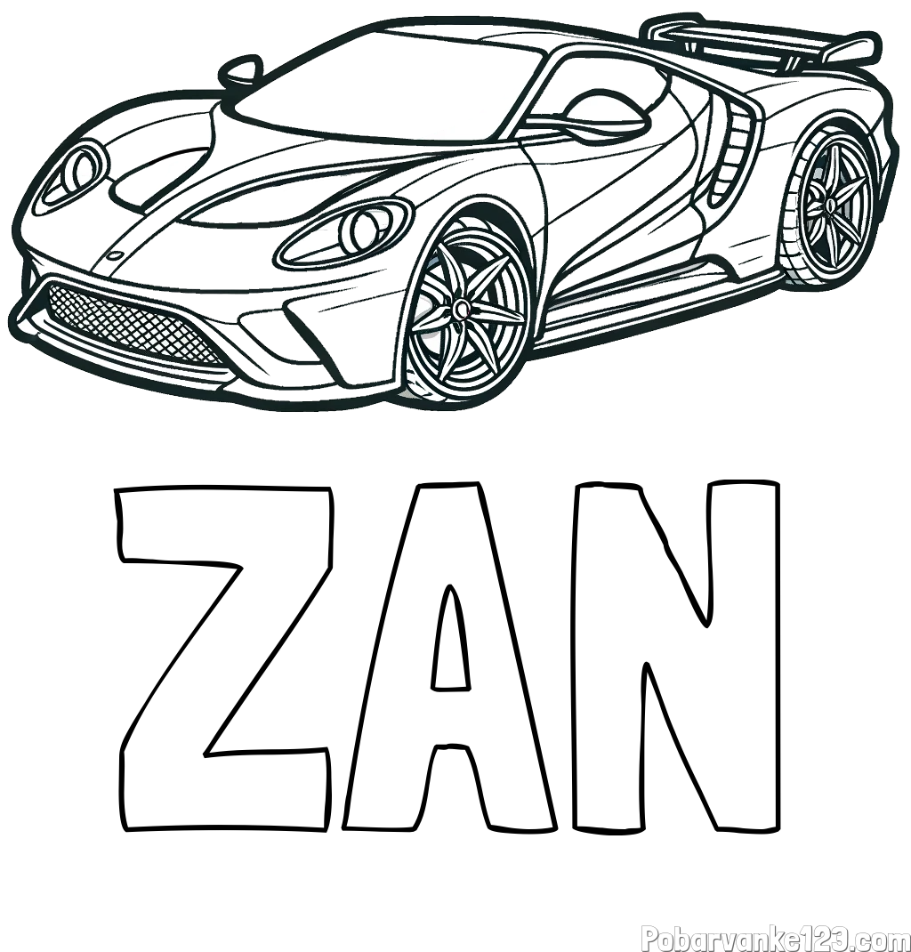Pobarvanka imena ŽAN in Športni avtomobil