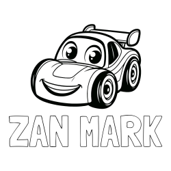 Online izdelana pobarvanka - Pobarvanka imena ŽAN MARK in pobarvanka otroškega avtomobila