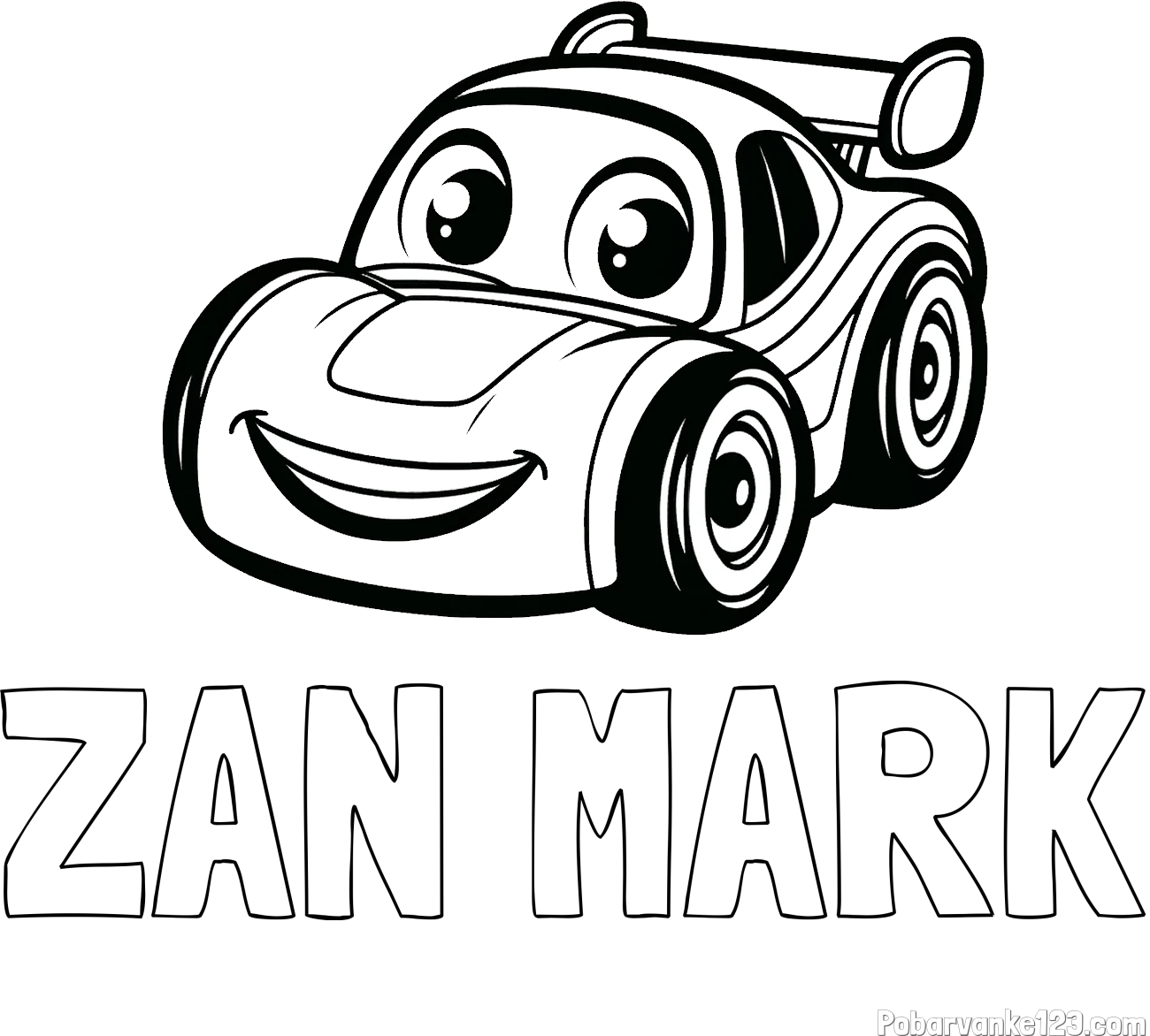 Pobarvanka imena ŽAN MARK in pobarvanka otroškega avtomobila