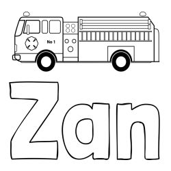 Pobarvanka imena Žan ter gasilskega avta