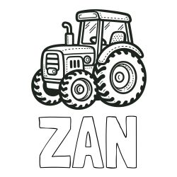 Pobarvanka imena Žan ter traktorja