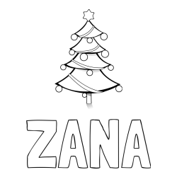 Pobarvanka imena ŽANA in božična smreka