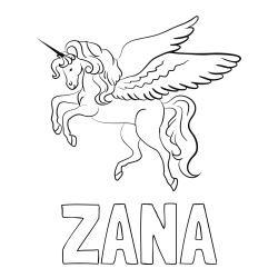 Pobarvanka imena ŽANA in lepa pobarvanka samoroga
