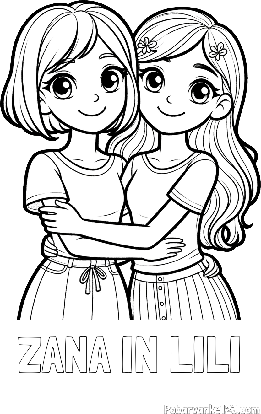 Pobarvanka imena ŽANA IN LILI in pobarvanka ljubkih prijateljic