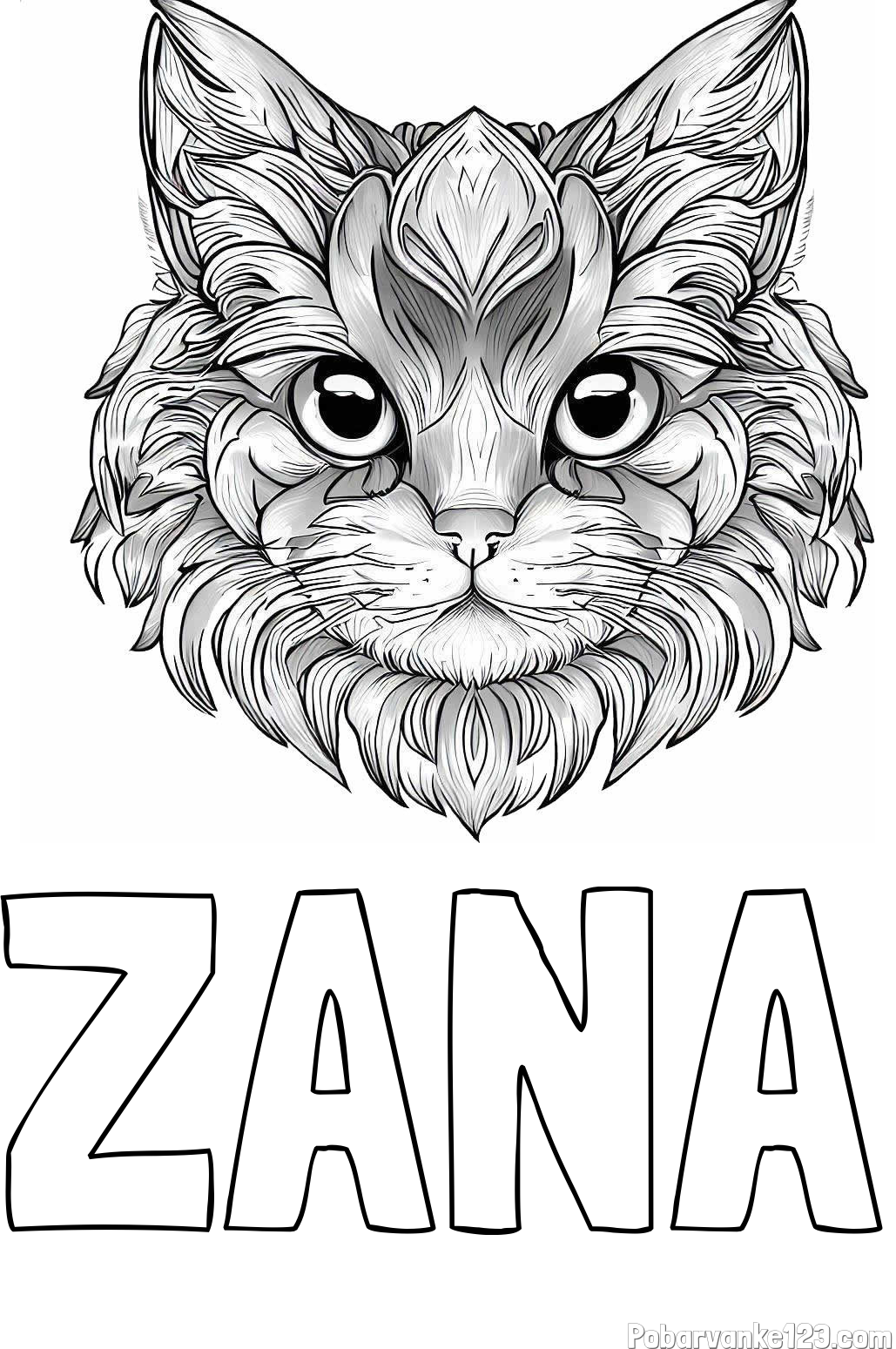 Pobarvanka imena ŽANA in pobarvanka mačke