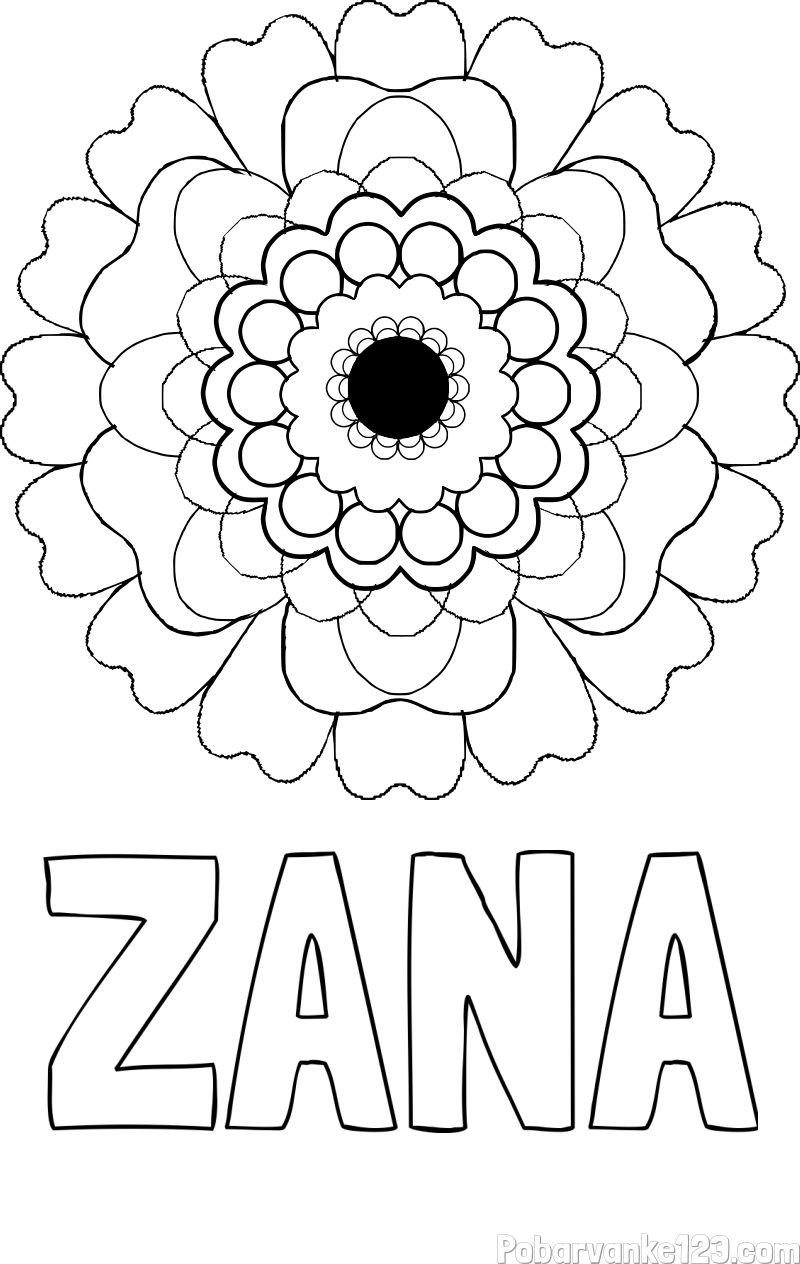 Pobarvanka imena ŽANA in pobarvanka rože