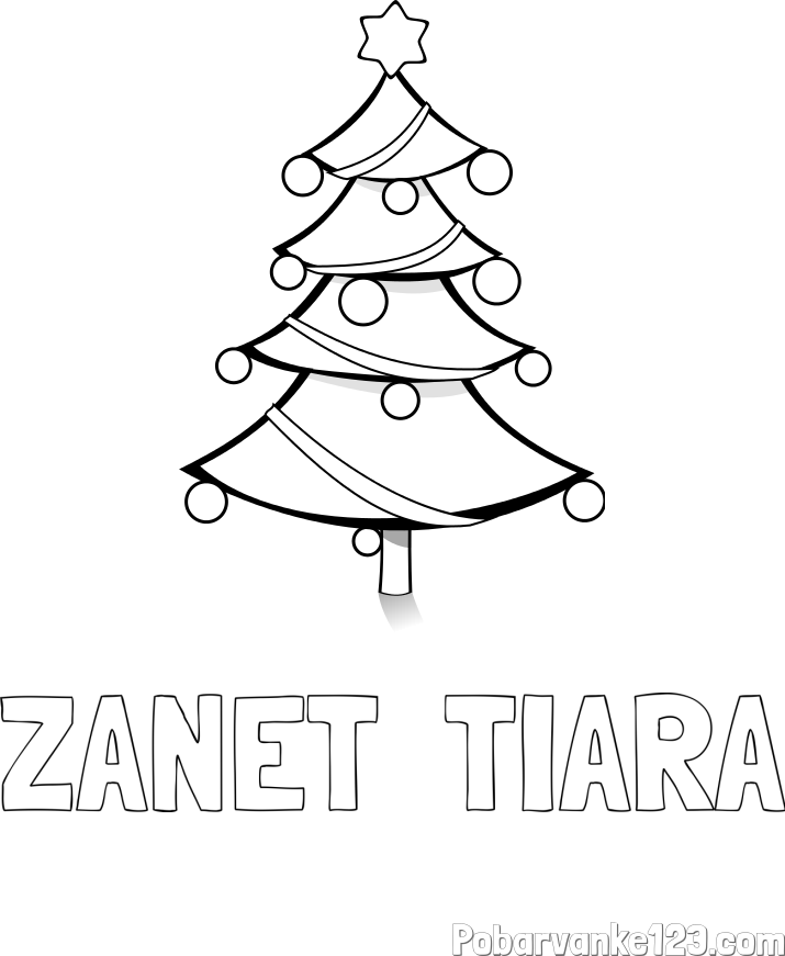 Pobarvanka imena ŽANET  TIARA in božična smreka