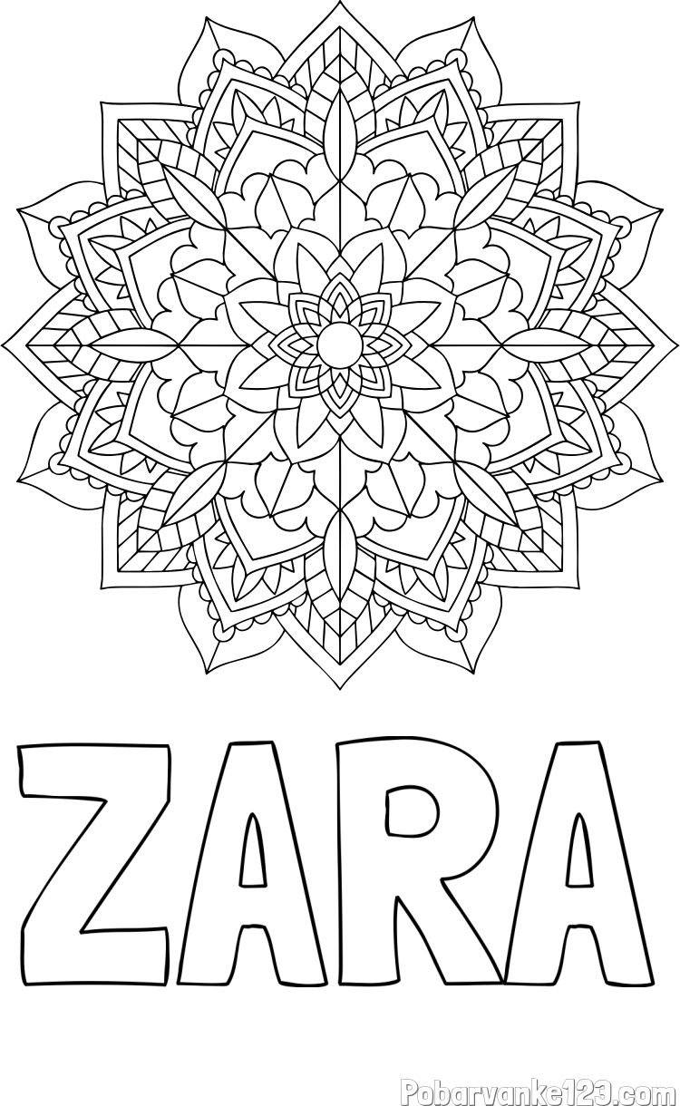 Pobarvanka imena ZARA in Čudovita pobarvanka mendale