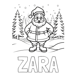 Pobarvanka imena ZARA in pobarvanka Božička v gozdu