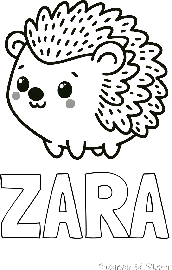 Pobarvanka imena ZARA in pobarvanka ljubkega ježka