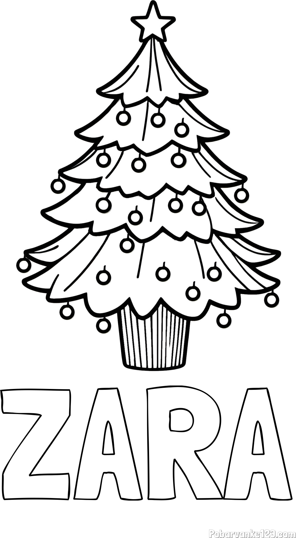 Pobarvanka imena ZARA in pobarvanka preproste božične smreke