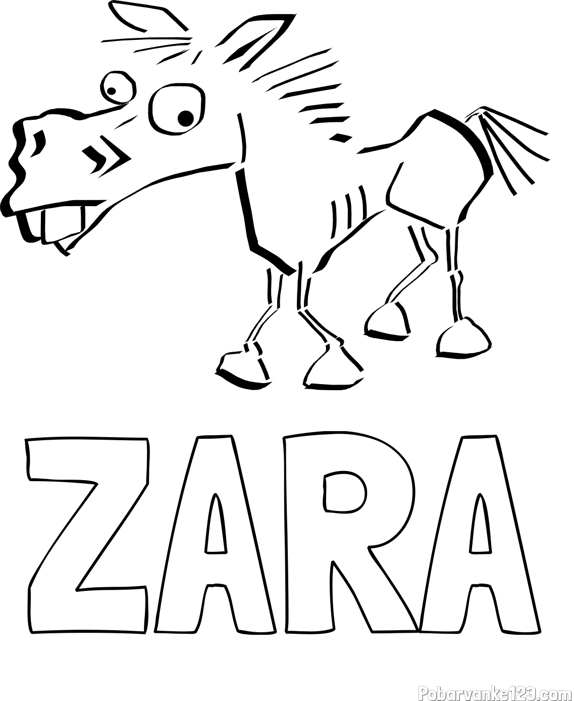 Pobarvanka imena ZARA in pobarvanka smešni konj