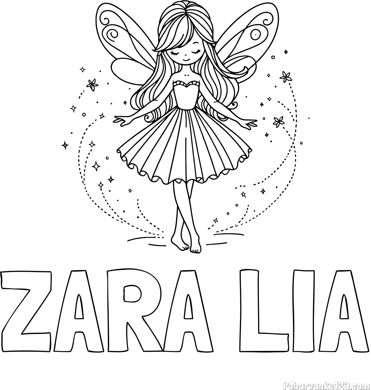 Pobarvanka imena ZARA LIA in pobarvanka ljubke čarobne vile