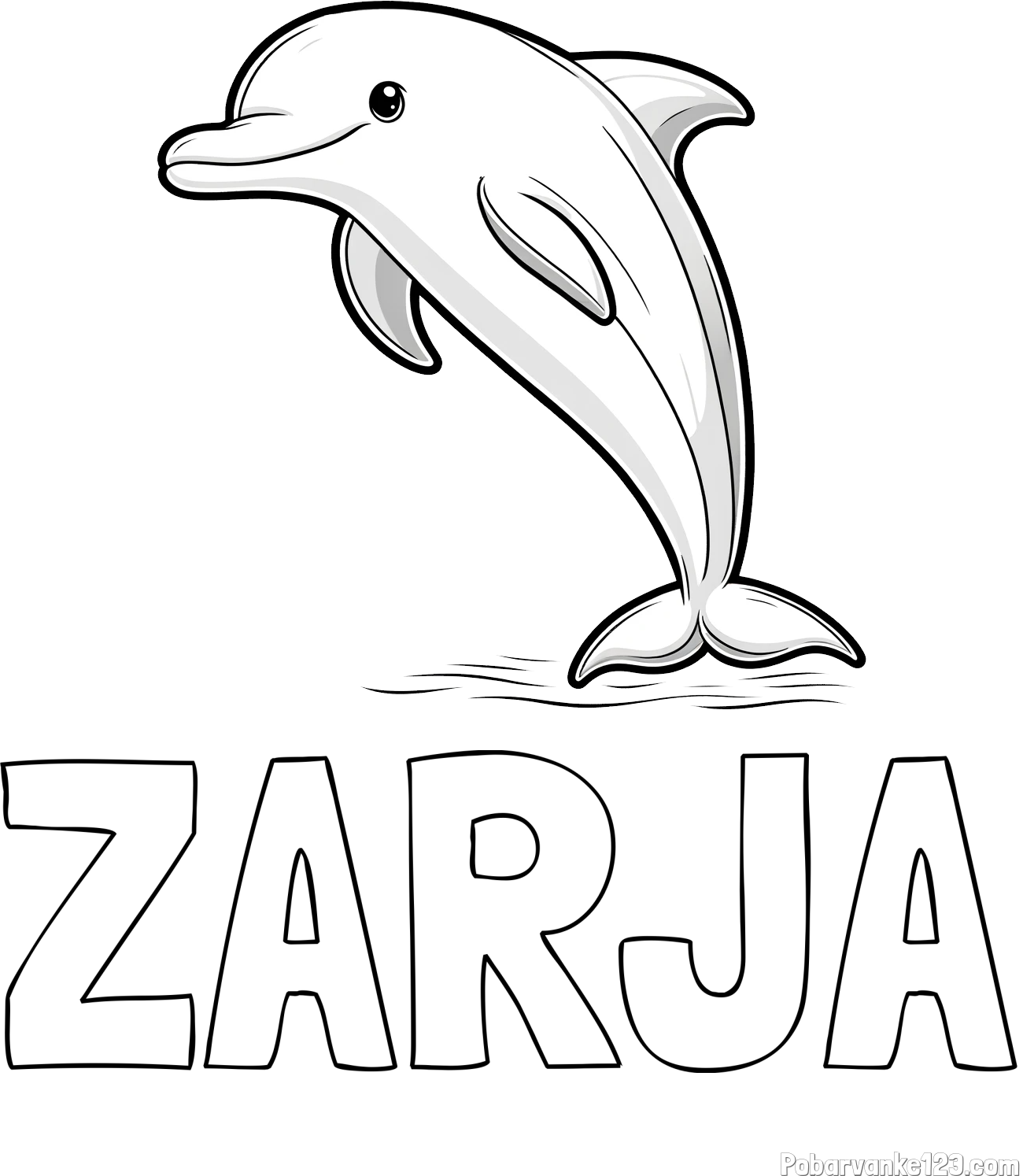 Pobarvanka imena ZARJA in pobarvanka delfina