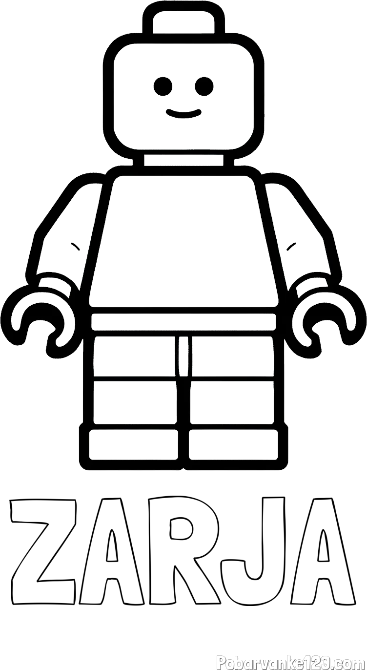 Pobarvanka imena ZARJA in pobarvanka LEGO figurice fanta