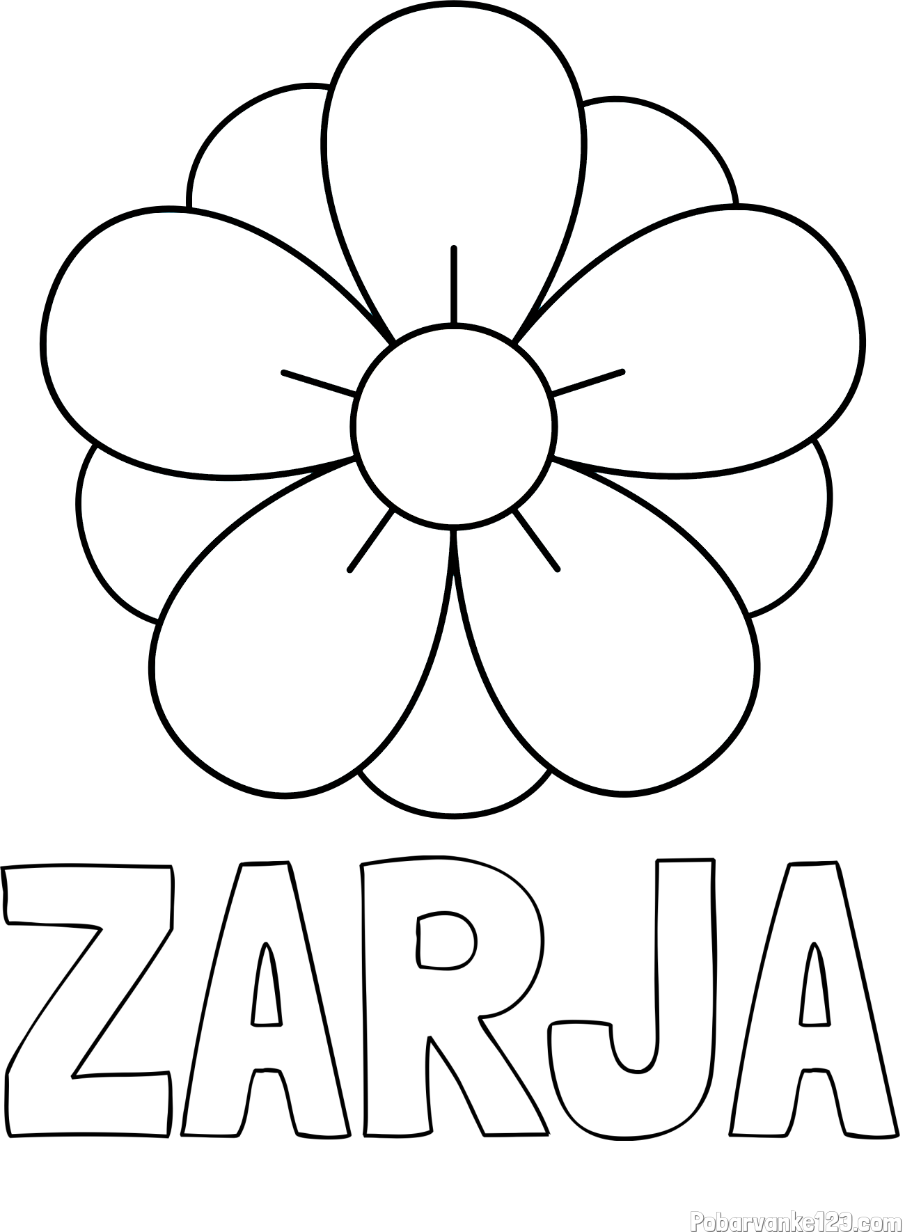 Pobarvanka imena ZARJA in pobarvanka lepega cveta