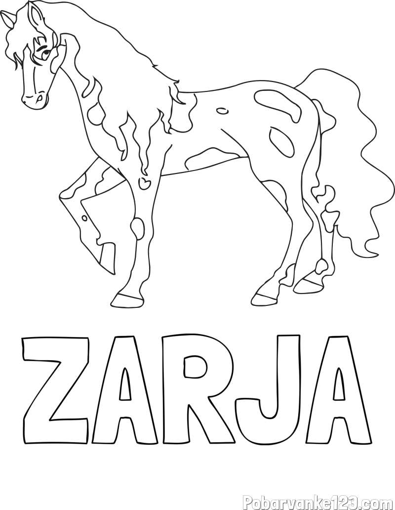 Pobarvanka imena ZARJA in pobarvanka lisastega konja