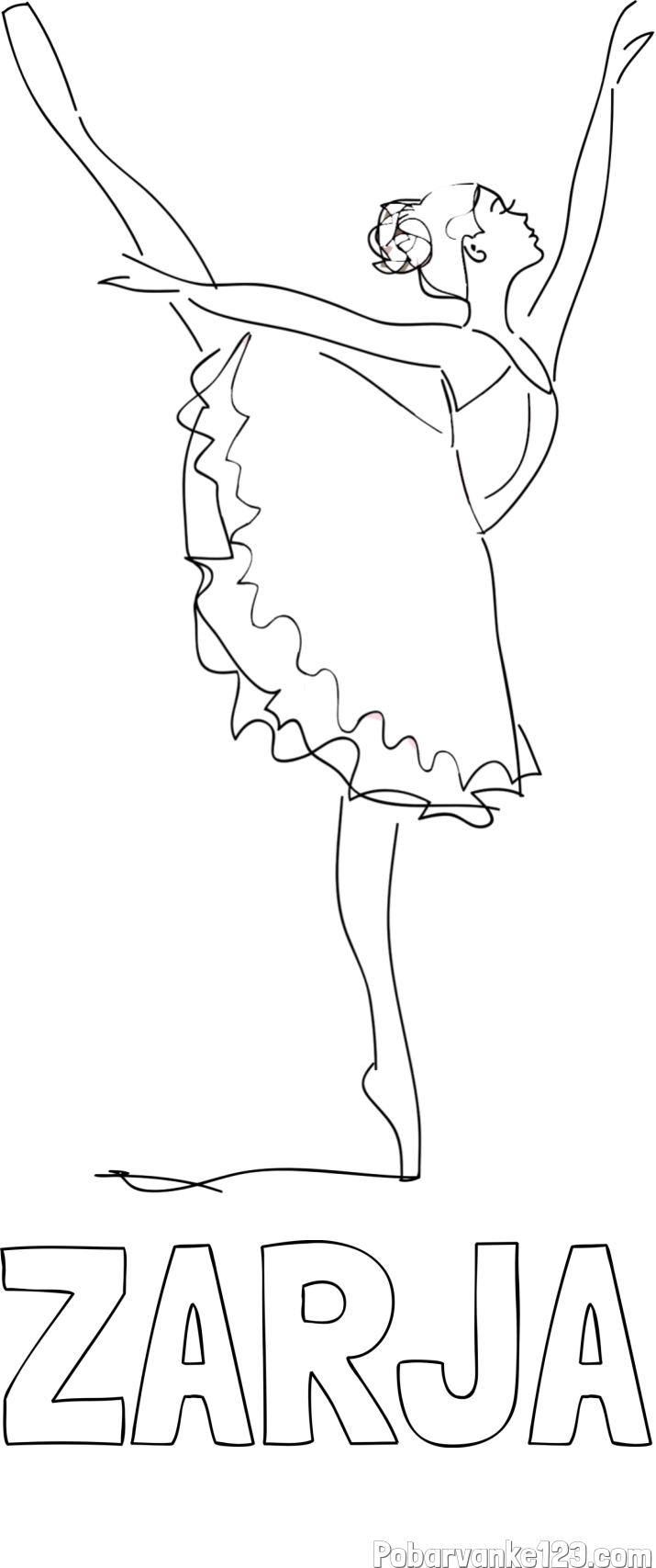 Pobarvanka imena ZARJA in pobarvanka ljubke baletke