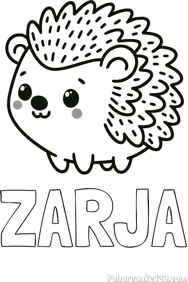 Pobarvanka imena ZARJA in pobarvanka ljubkega ježka
