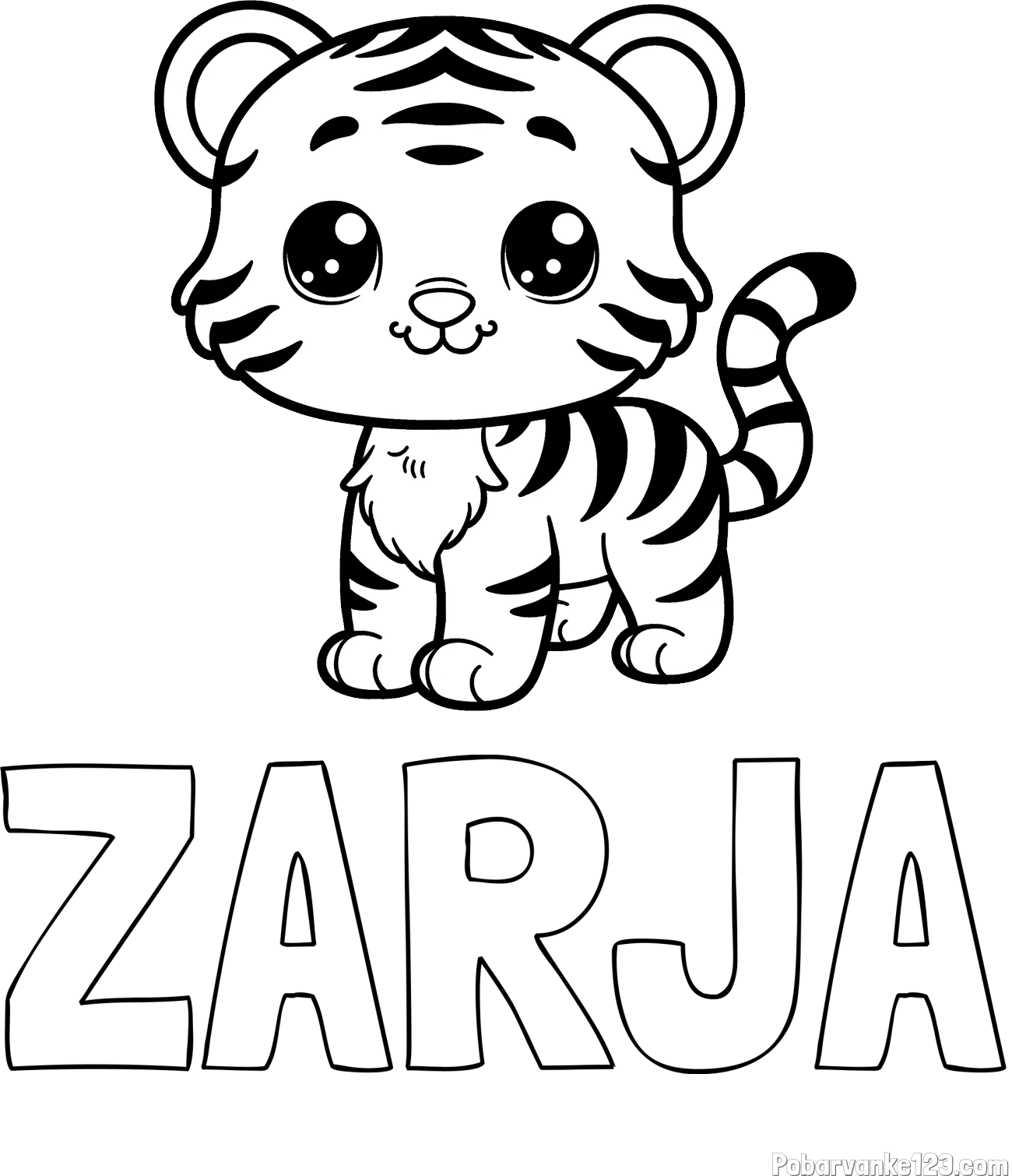Pobarvanka imena ZARJA in pobarvanka ljubkega tigrčka
