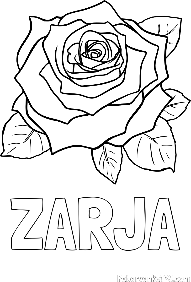 Pobarvanka imena ZARJA in pobarvanka vrtnice