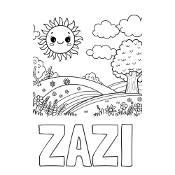 Online izdelana pobarvanka - Pobarvanka imena ŽAŽI in otroška pobarvanka narave