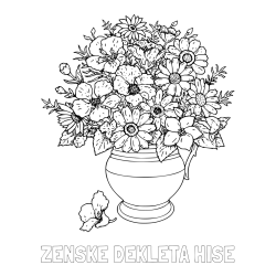 Online izdelana pobarvanka - Pobarvanka imena ŽENSKE DEKLETA HIŠE in pobarvanka cvetja v vazi