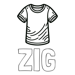 Online izdelana pobarvanka - Pobarvanka imena ZIG in otroška pobarvanka kratke majice