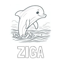 Pobarvanka imena ŽIGA in delfina