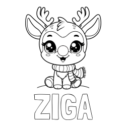 Pobarvanka imena ŽIGA in otroška pobarvanka jelenčka Rudolfa s šalom okoli vratu