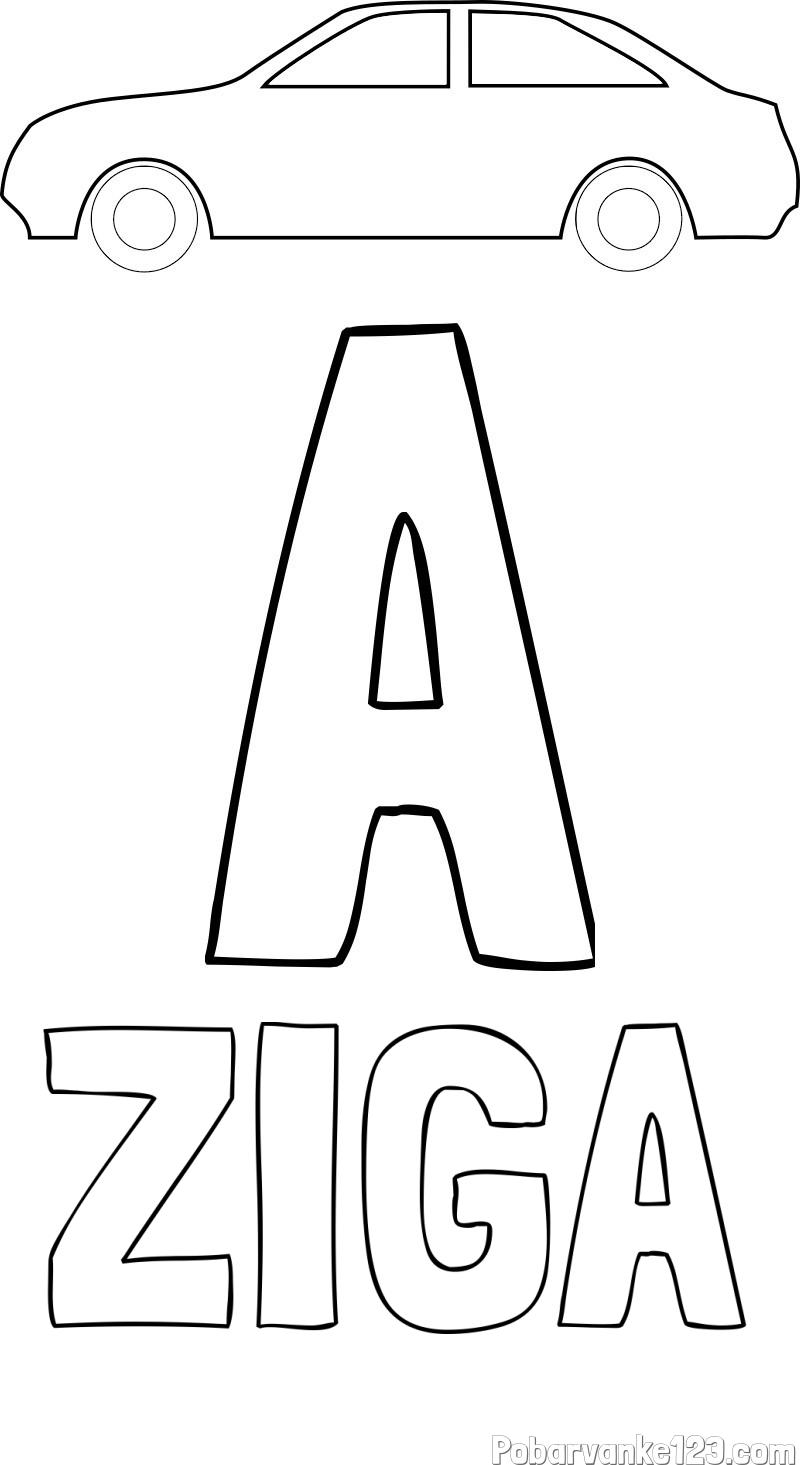Pobarvanka imena ZIGA in pobarvanka črke A