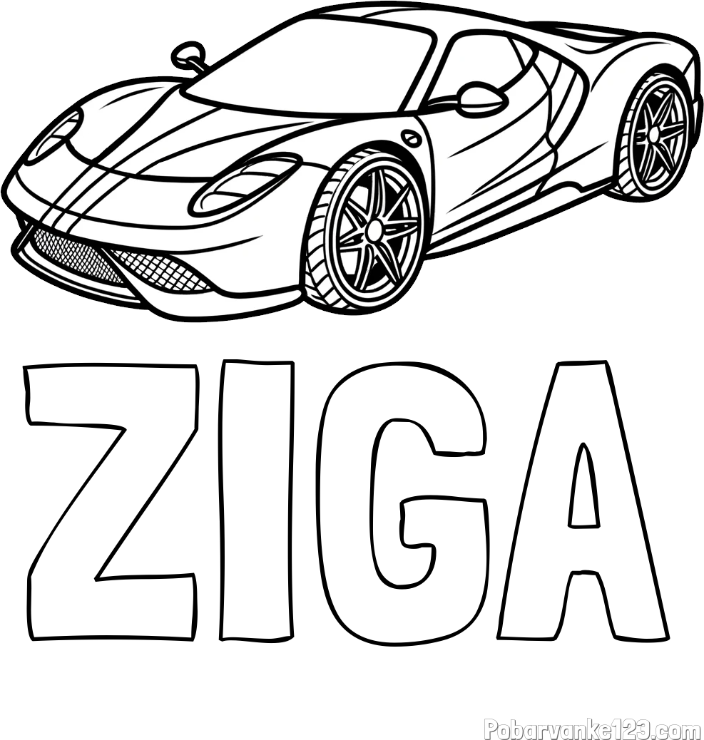 Pobarvanka imena ŽIGA in pobarvanka dirkalnega avtomobila