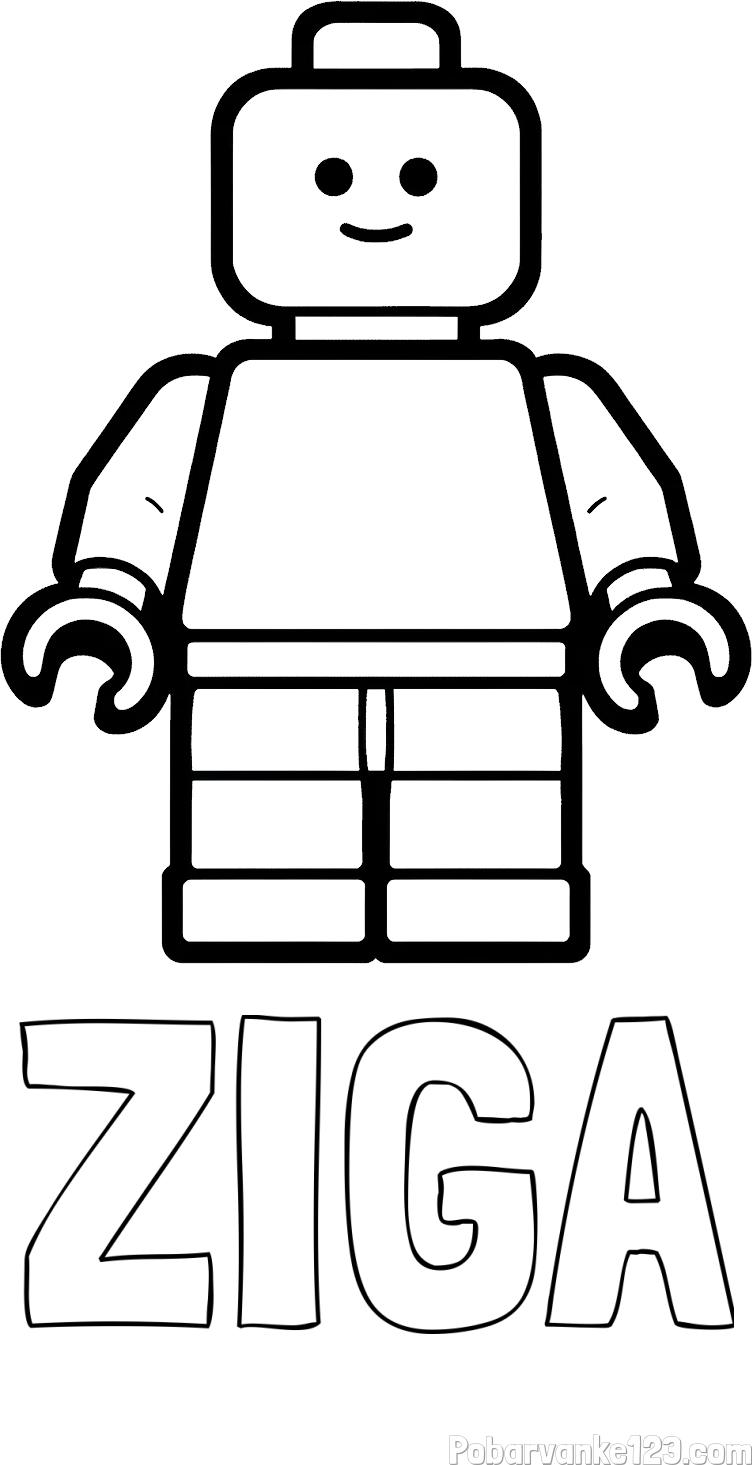 Pobarvanka imena ŽIGA in pobarvanka LEGO figurice fanta