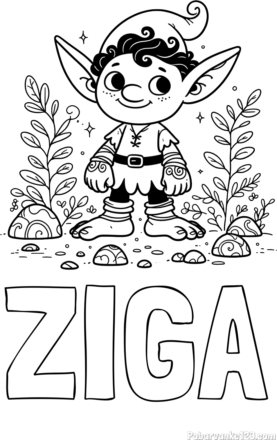 Pobarvanka imena ŽIGA in pobarvanka majhnega nasmejanega škrata