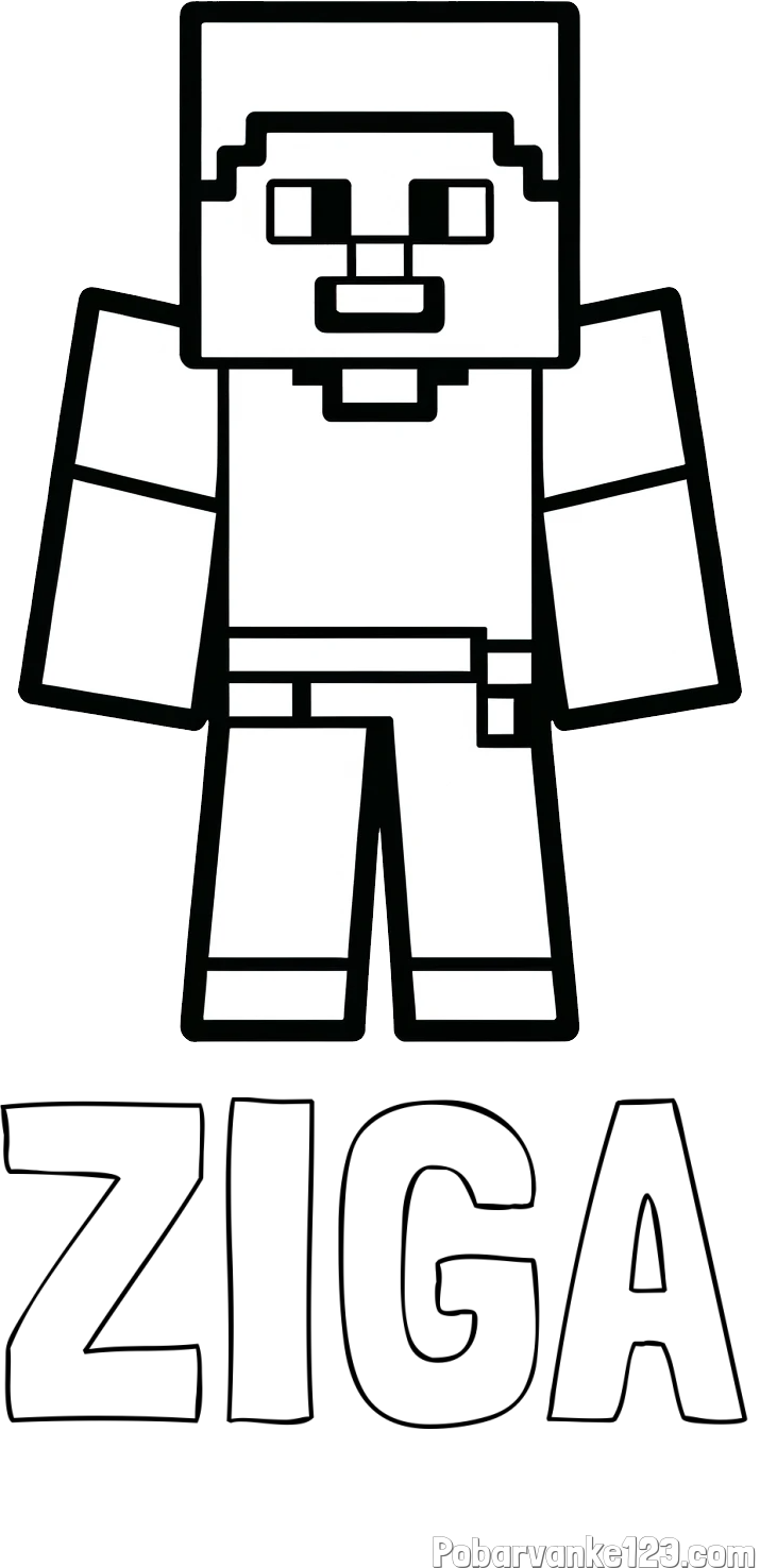 Pobarvanka imena ŽIGA in pobarvanka Minecraft figurice