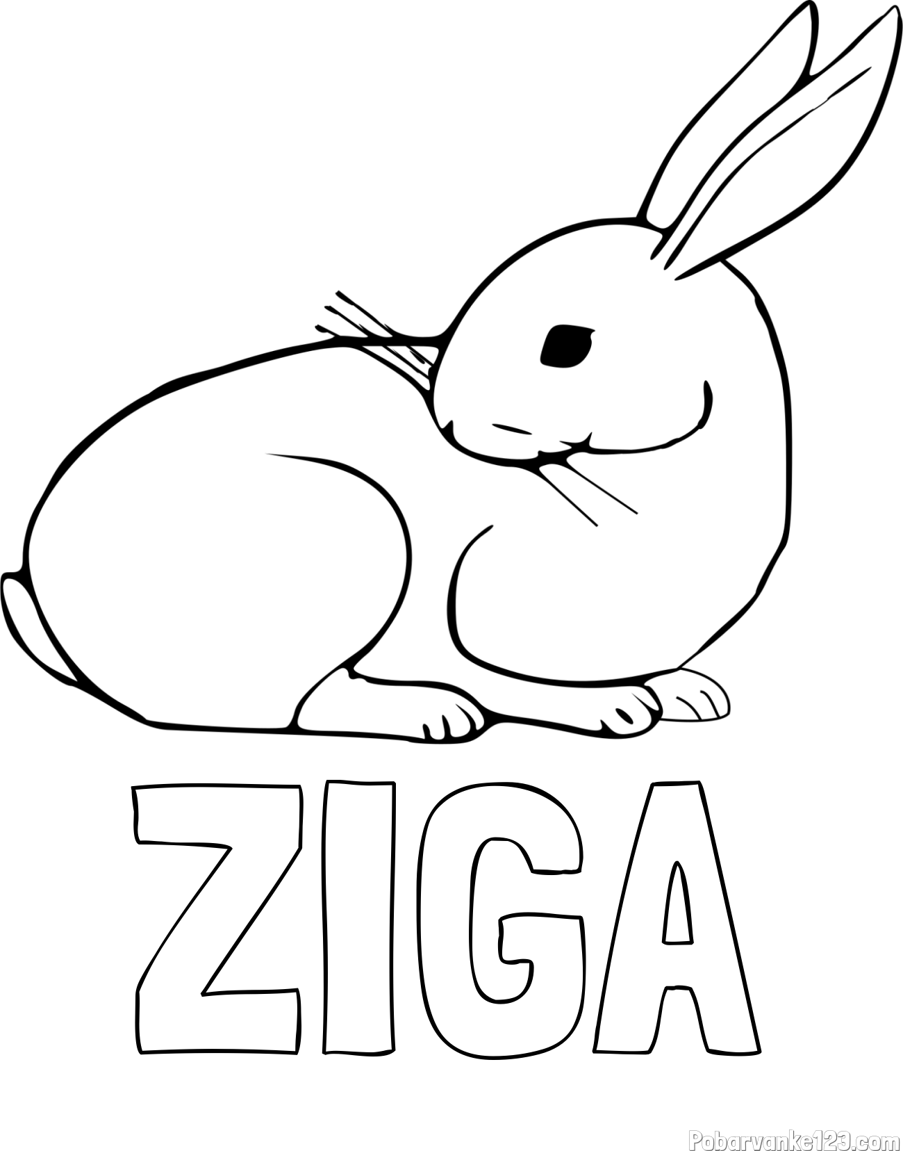 Pobarvanka imena ŽIGA in pobarvanka zajčka, ki je nekaj opazil