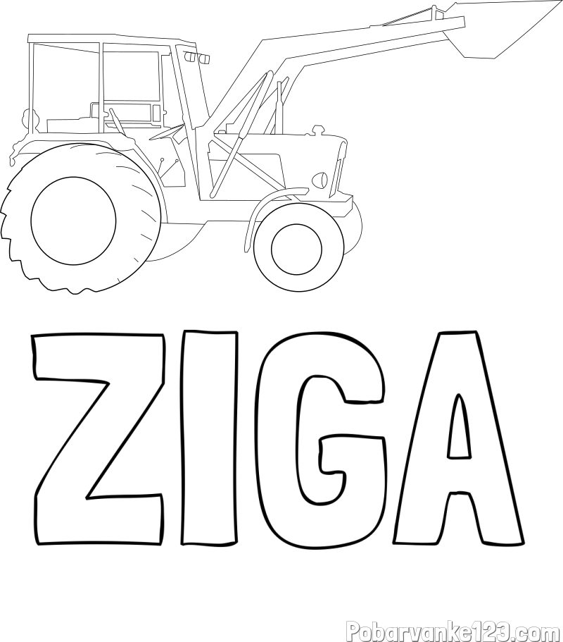 Pobarvanka imena ŽIGA in traktor 2