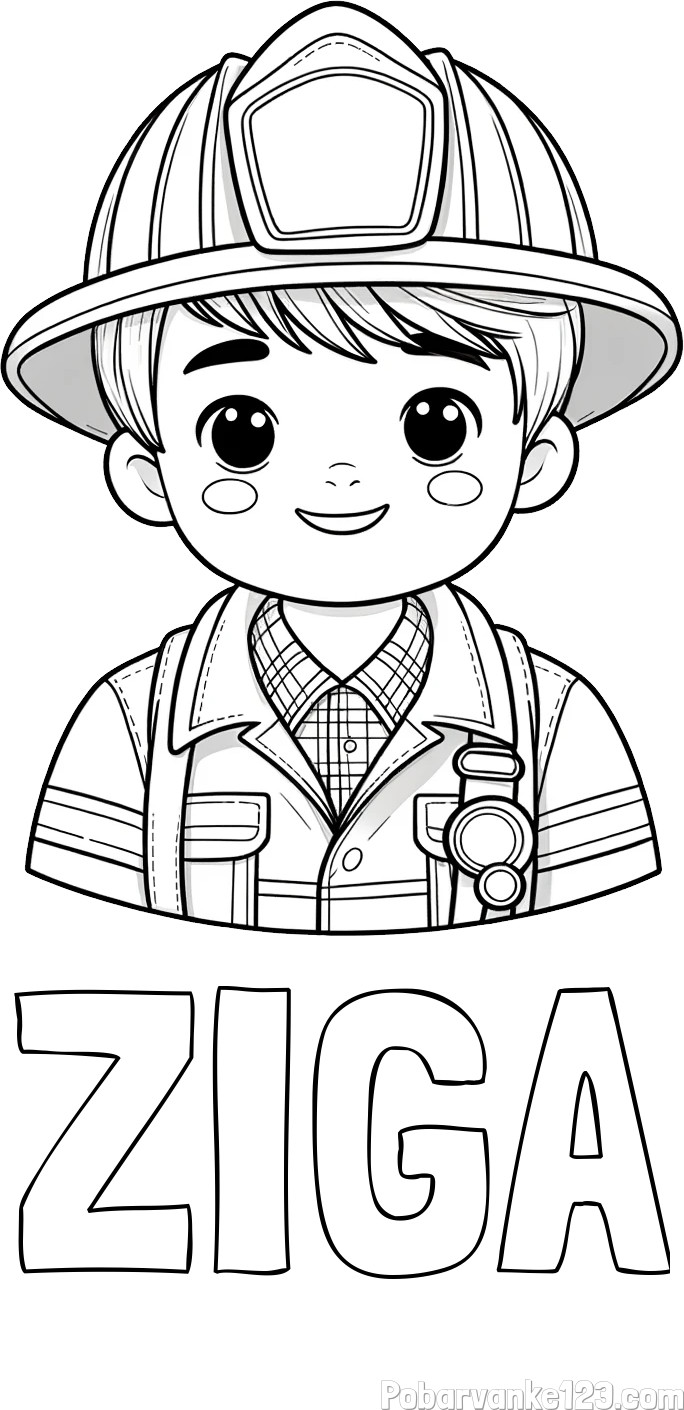 Pobarvanka imena ŽIGA ter gasilca