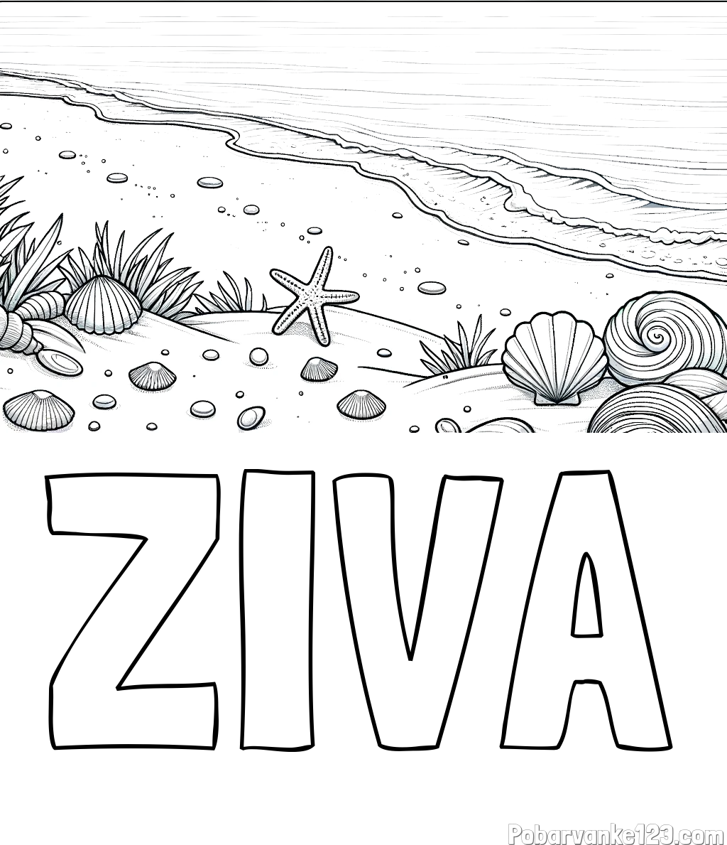 Pobarvanka imena ŽIVA in pobarvanka morja in plaže