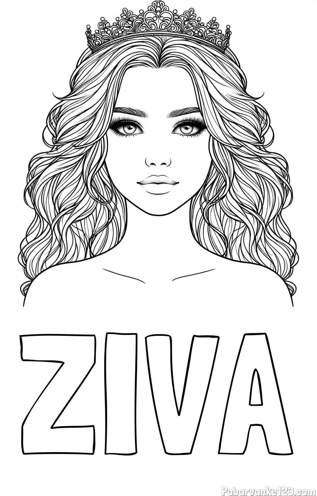 Pobarvanka imena ŽIVA in pobarvanka prikupne princeske