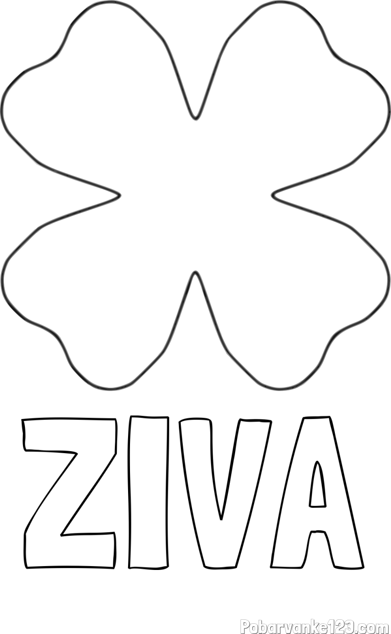 Pobarvanka imena ŽIVA in pobarvanka štiriperesna deteljica