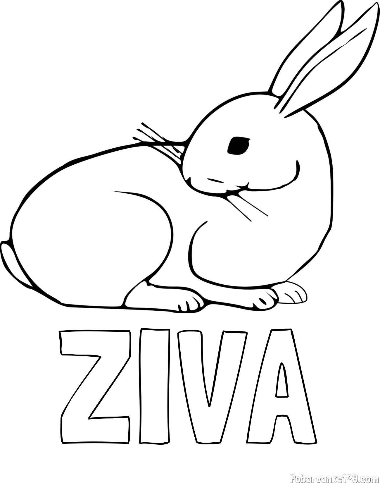 Pobarvanka imena ŽIVA in pobarvanka zajčka, ki je nekaj opazil