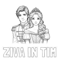 Online izdelana pobarvanka - Pobarvanka imena ŽIVA IN TIM in pobarvanka princa in princeske