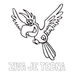 Online izdelana pobarvanka - Pobarvanka imena ŽIVA JE TEČNA in pobarvanka papagaja v letu